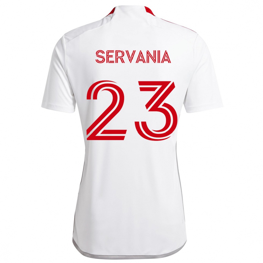 Damen Fußball Brandon Servania #23 Weiß Rot Auswärtstrikot Trikot 2024/25 T-Shirt Luxemburg