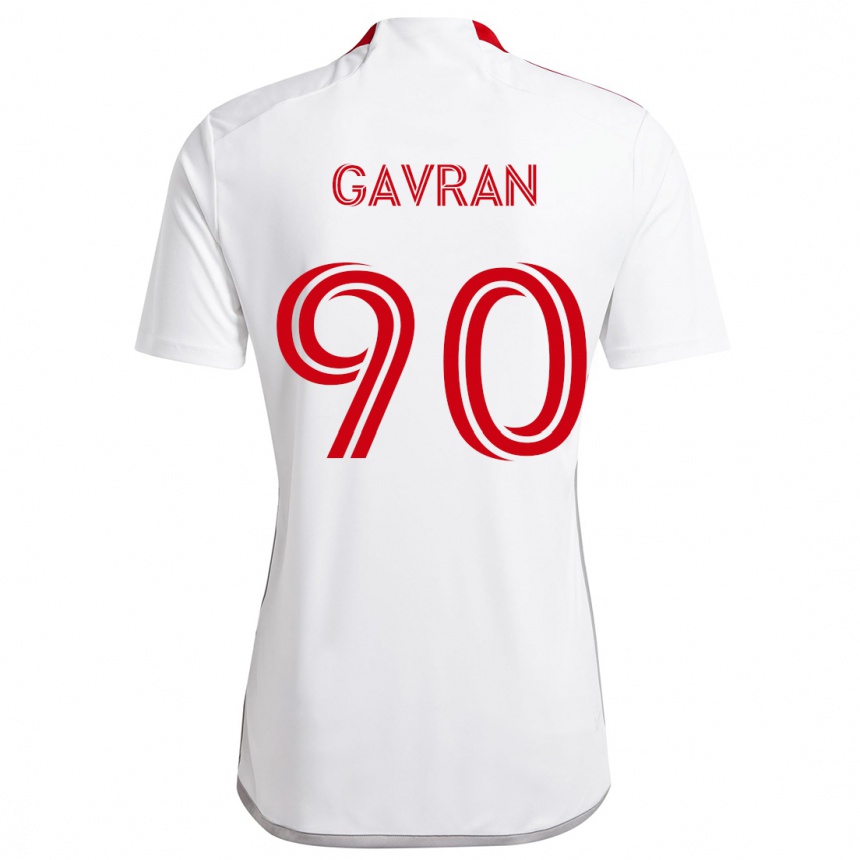 Damen Fußball Luka Gavran #90 Weiß Rot Auswärtstrikot Trikot 2024/25 T-Shirt Luxemburg