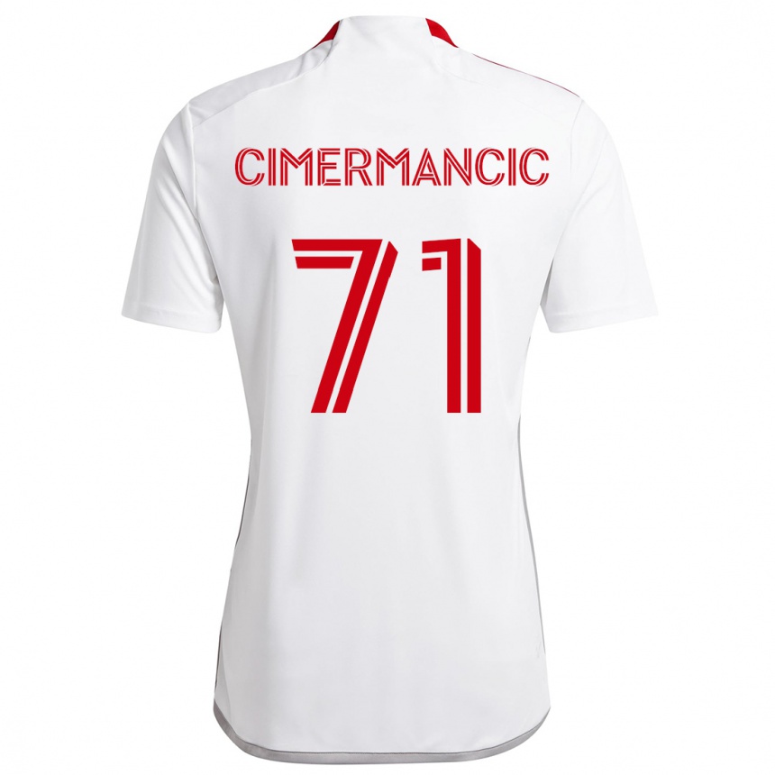 Damen Fußball Markus Cimermancic #71 Weiß Rot Auswärtstrikot Trikot 2024/25 T-Shirt Luxemburg