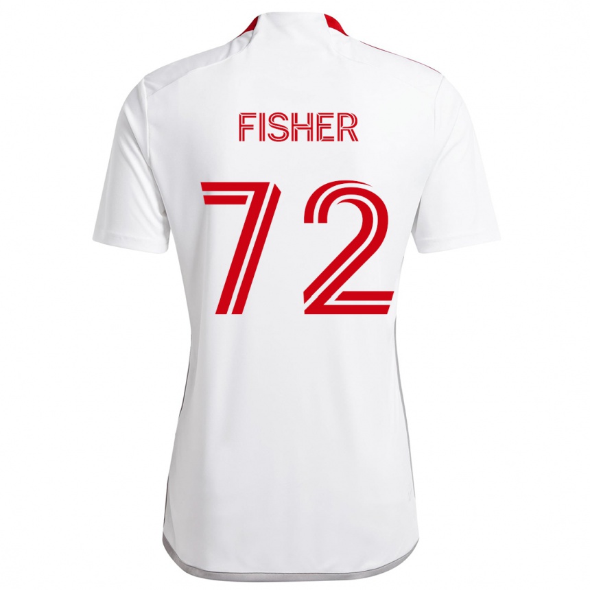 Damen Fußball Mark Fisher #72 Weiß Rot Auswärtstrikot Trikot 2024/25 T-Shirt Luxemburg