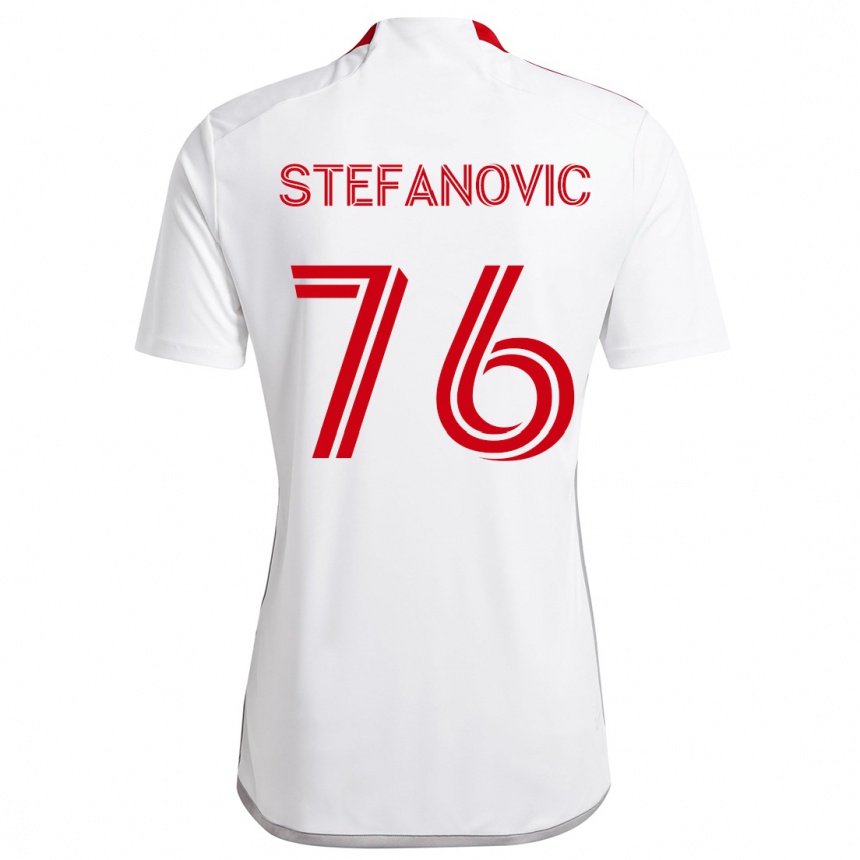 Damen Fußball Lazar Stefanovic #76 Weiß Rot Auswärtstrikot Trikot 2024/25 T-Shirt Luxemburg