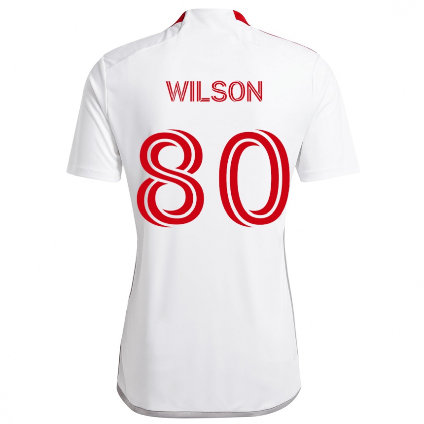 Damen Fußball Shafique Wilson #80 Weiß Rot Auswärtstrikot Trikot 2024/25 T-Shirt Luxemburg