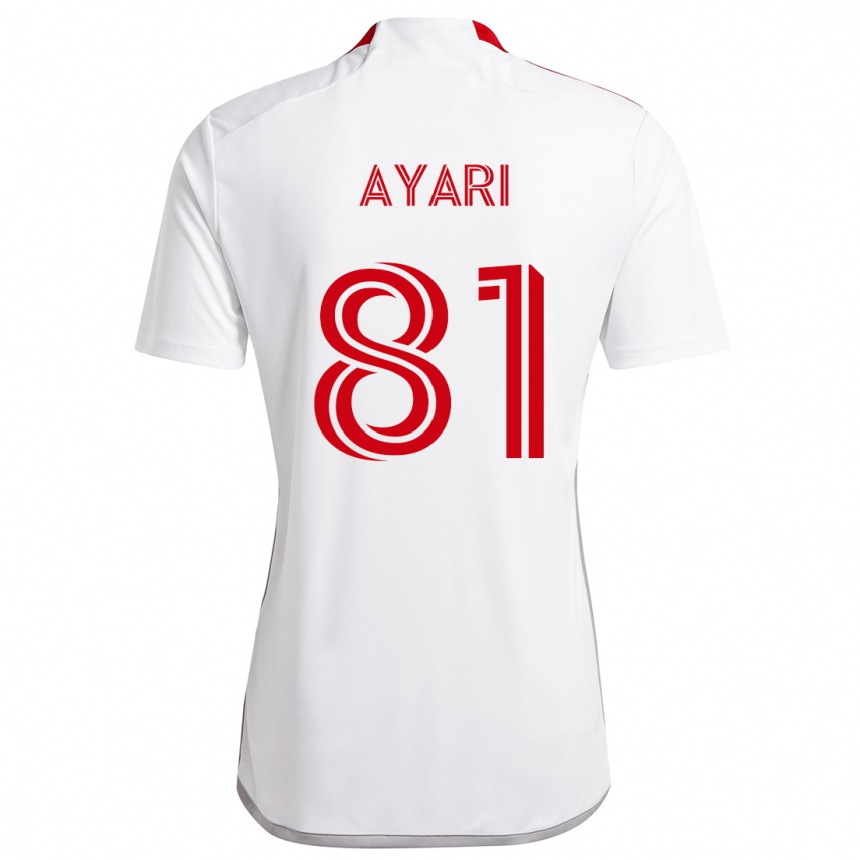 Damen Fußball Hassan Ayari #81 Weiß Rot Auswärtstrikot Trikot 2024/25 T-Shirt Luxemburg