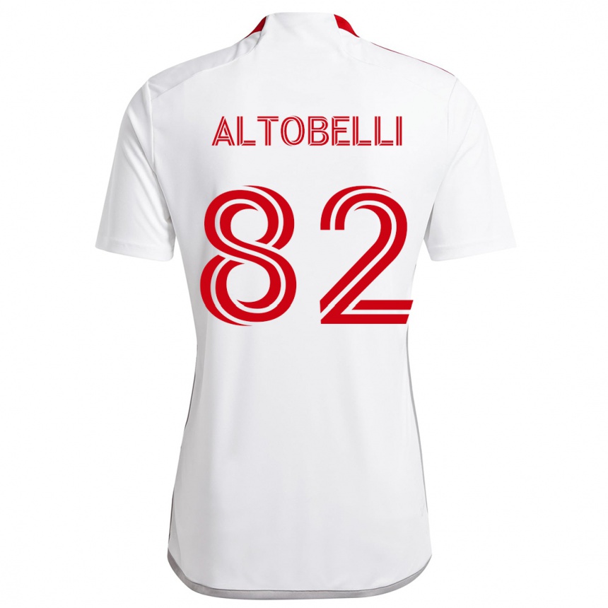 Damen Fußball Julian Altobelli #82 Weiß Rot Auswärtstrikot Trikot 2024/25 T-Shirt Luxemburg