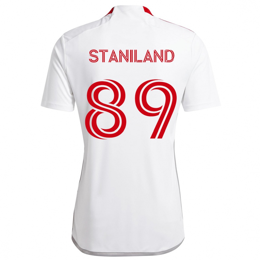 Damen Fußball Charlie Staniland #89 Weiß Rot Auswärtstrikot Trikot 2024/25 T-Shirt Luxemburg