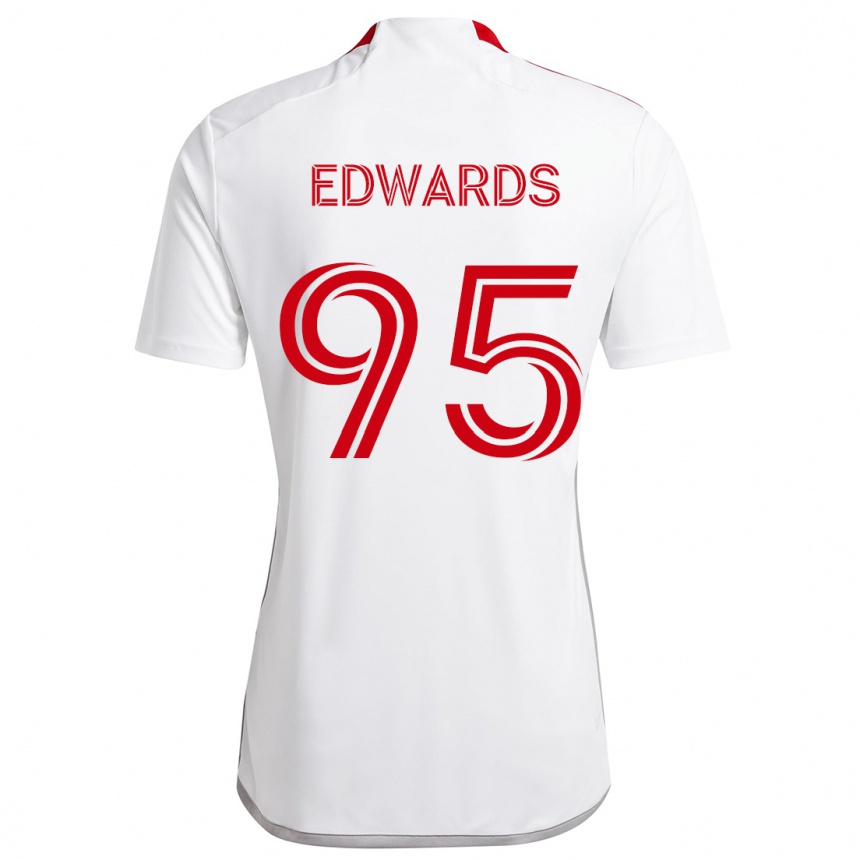 Damen Fußball Nathaniel Edwards #95 Weiß Rot Auswärtstrikot Trikot 2024/25 T-Shirt Luxemburg