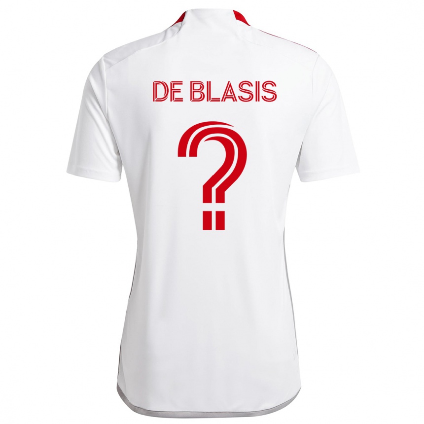 Damen Fußball Noah De Blasis #0 Weiß Rot Auswärtstrikot Trikot 2024/25 T-Shirt Luxemburg