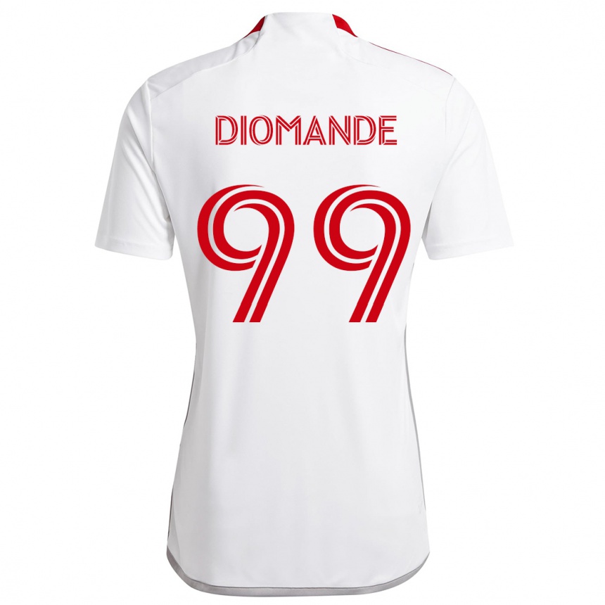 Damen Fußball Adama Diomande #99 Weiß Rot Auswärtstrikot Trikot 2024/25 T-Shirt Luxemburg