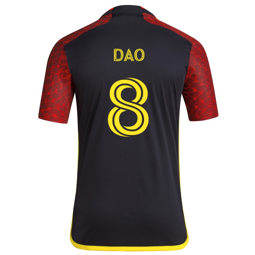 Damen Fußball Kaylee Dao #8 Rot Schwarz Auswärtstrikot Trikot 2024/25 T-Shirt Luxemburg