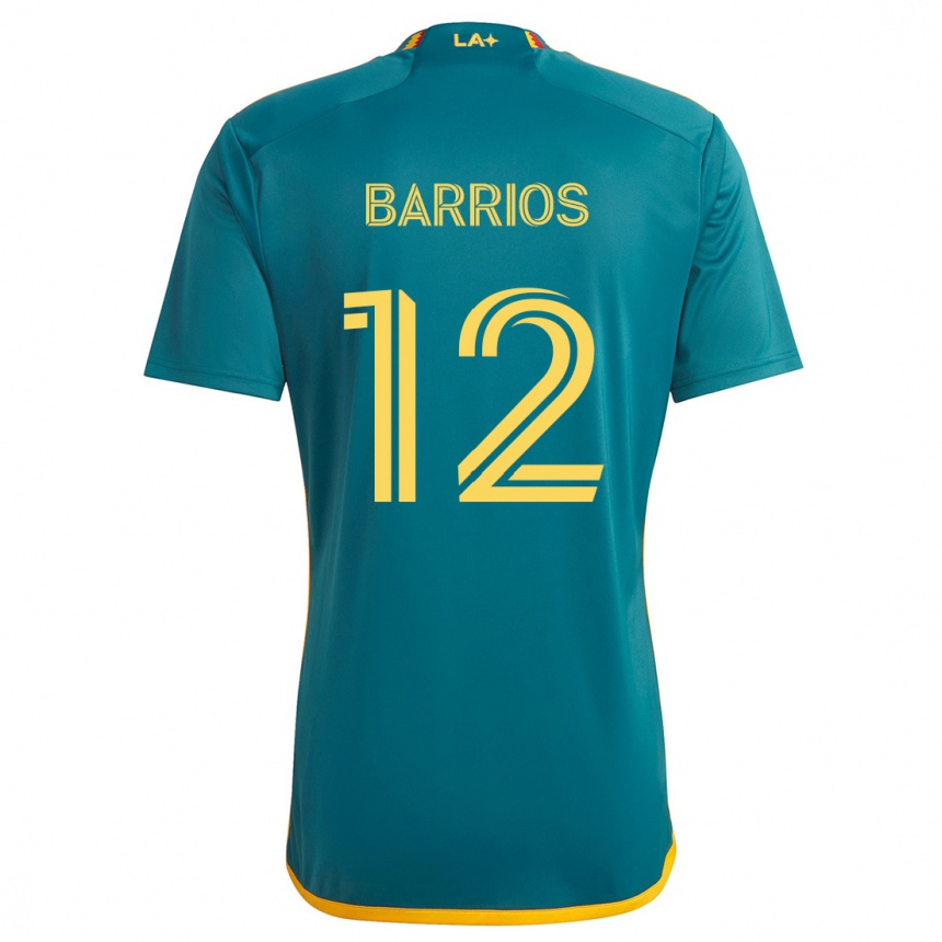 Damen Fußball Michael Barrios #12 Grün Gelb Auswärtstrikot Trikot 2024/25 T-Shirt Luxemburg