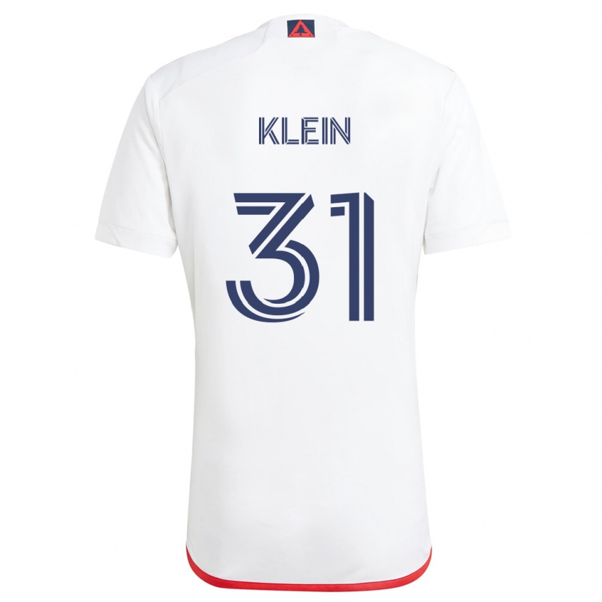 Damen Fußball Eric Klein #31 Weiß Rot Auswärtstrikot Trikot 2024/25 T-Shirt Luxemburg