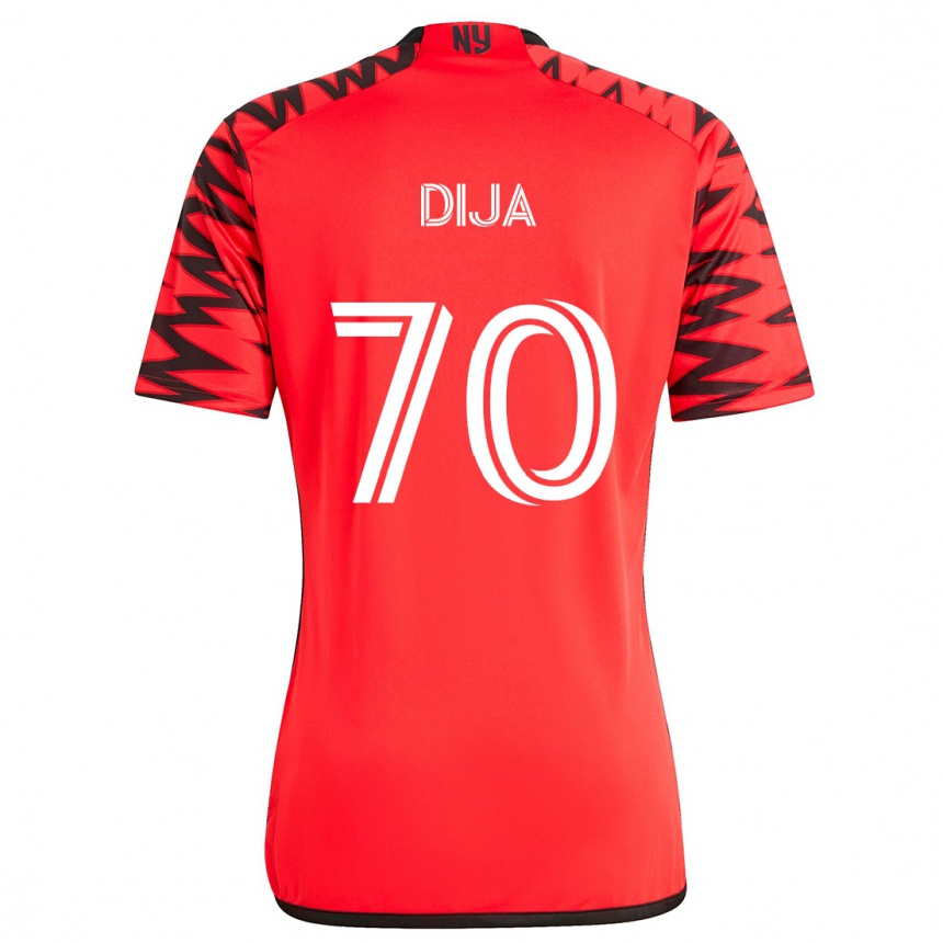 Damen Fußball Dija #70 Rot Schwarz Weiß Auswärtstrikot Trikot 2024/25 T-Shirt Luxemburg