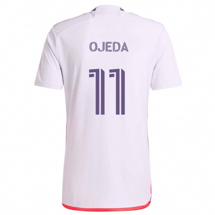 Damen Fußball Martín Ojeda #11 Weiß Rot Lila Auswärtstrikot Trikot 2024/25 T-Shirt Luxemburg