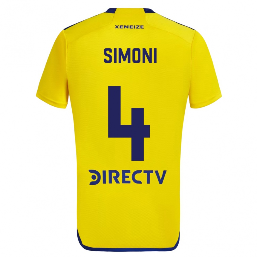 Damen Fußball Tiago Simoni #4 Gelb Blau Auswärtstrikot Trikot 2024/25 T-Shirt Luxemburg