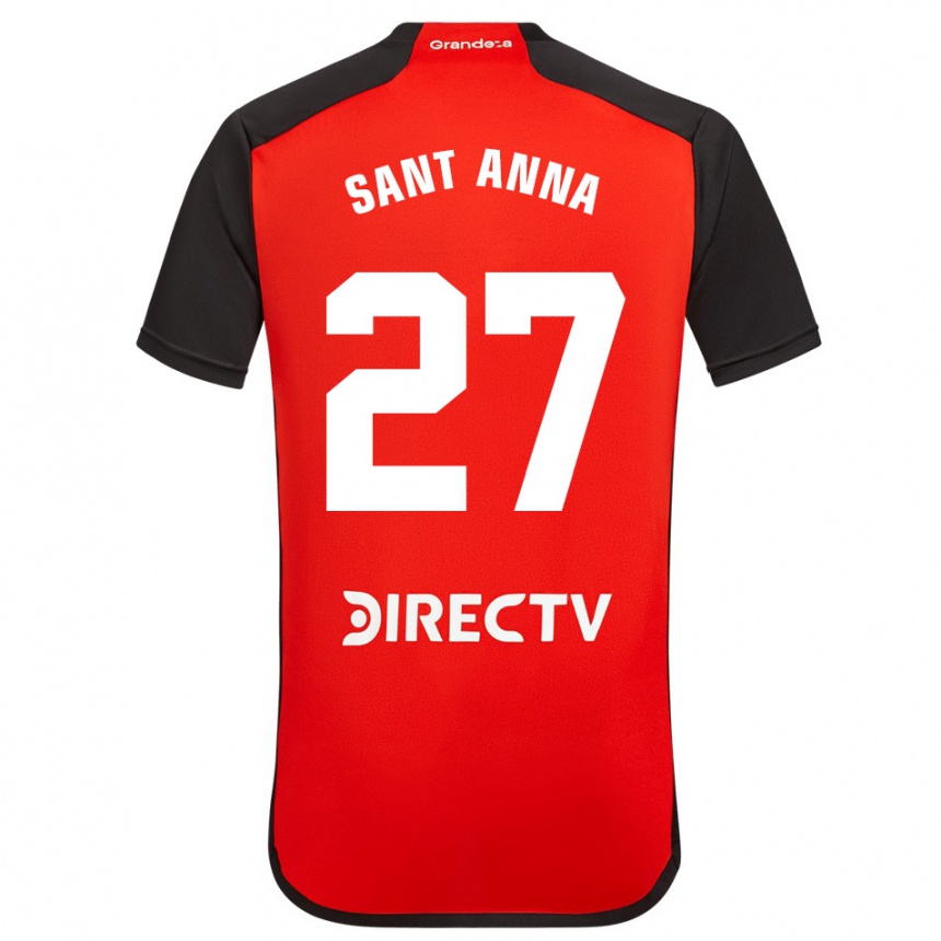 Damen Fußball Agustín Sant Anna #27 Rot Schwarz Weiß Auswärtstrikot Trikot 2024/25 T-Shirt Luxemburg