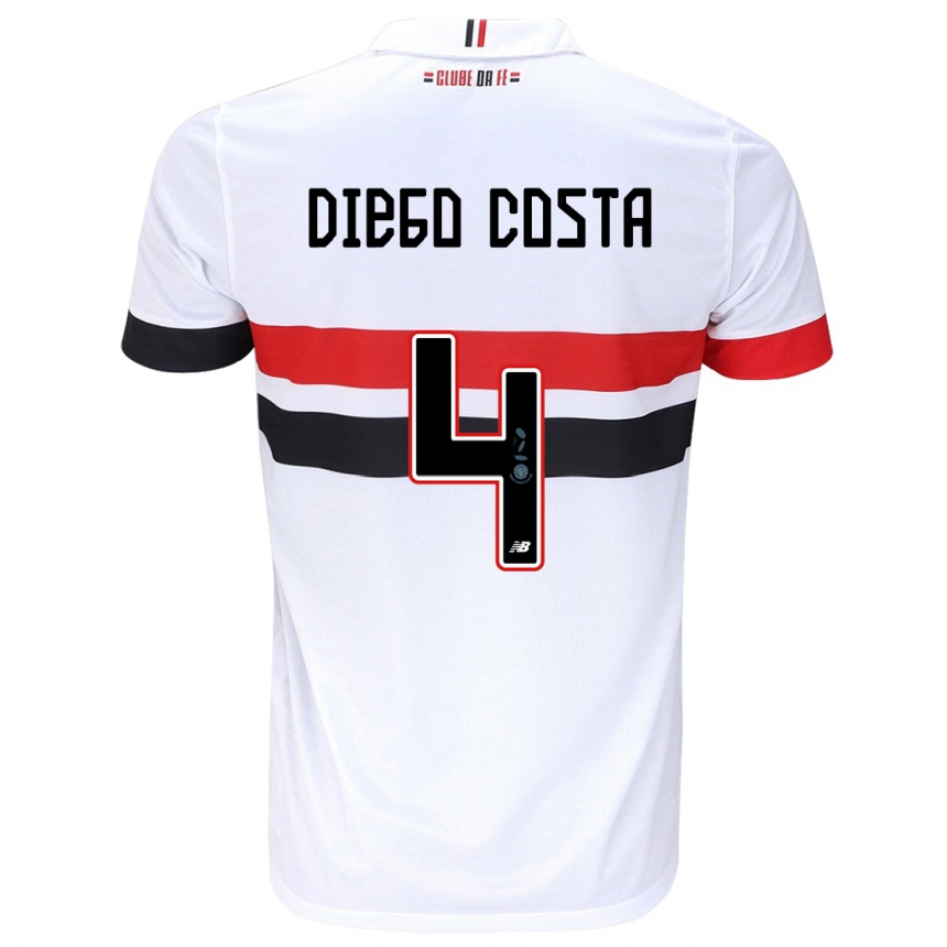 Kinder Fußball Diego Costa #4 Weiß Rot Schwarz Heimtrikot Trikot 2024/25 T-Shirt Luxemburg