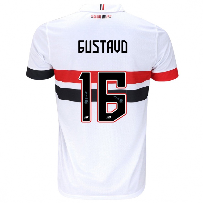 Kinder Fußball Luiz Gustavo #16 Weiß Rot Schwarz Heimtrikot Trikot 2024/25 T-Shirt Luxemburg