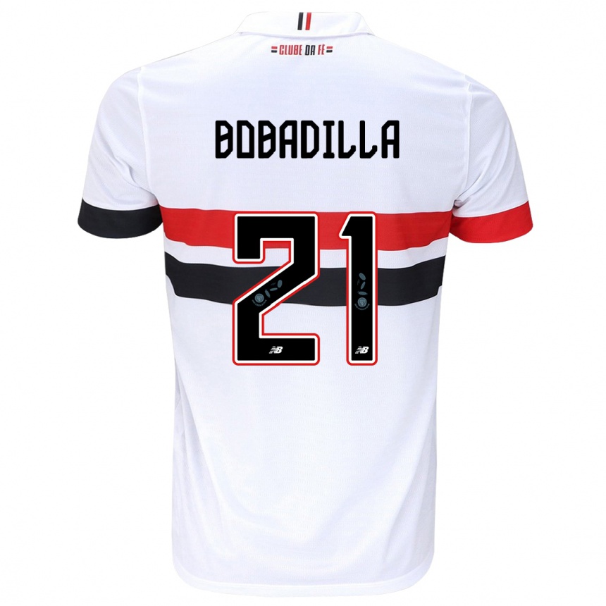 Kinder Fußball Damián Bobadilla #21 Weiß Rot Schwarz Heimtrikot Trikot 2024/25 T-Shirt Luxemburg