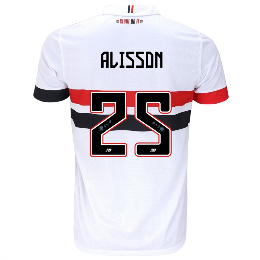 Kinder Fußball Alisson #25 Weiß Rot Schwarz Heimtrikot Trikot 2024/25 T-Shirt Luxemburg