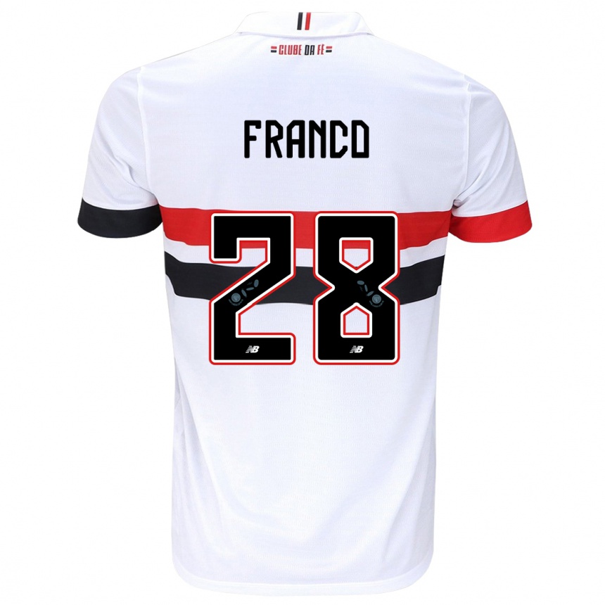 Kinder Fußball Alan Franco #28 Weiß Rot Schwarz Heimtrikot Trikot 2024/25 T-Shirt Luxemburg