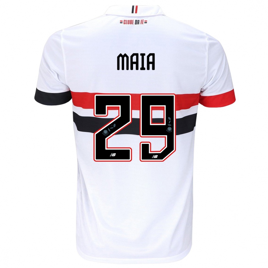 Kinder Fußball Pablo Maia #29 Weiß Rot Schwarz Heimtrikot Trikot 2024/25 T-Shirt Luxemburg