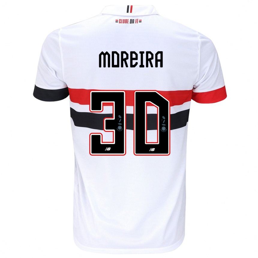 Kinder Fußball João Moreira #30 Weiß Rot Schwarz Heimtrikot Trikot 2024/25 T-Shirt Luxemburg