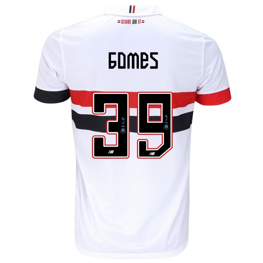 Kinder Fußball William Gomes #39 Weiß Rot Schwarz Heimtrikot Trikot 2024/25 T-Shirt Luxemburg