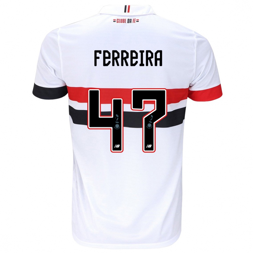 Kinder Fußball Ferreira #47 Weiß Rot Schwarz Heimtrikot Trikot 2024/25 T-Shirt Luxemburg