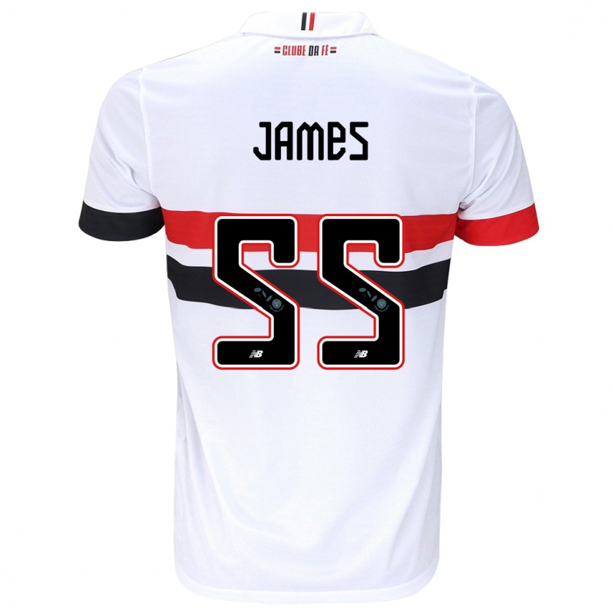 Kinder Fußball James Rodríguez #55 Weiß Rot Schwarz Heimtrikot Trikot 2024/25 T-Shirt Luxemburg