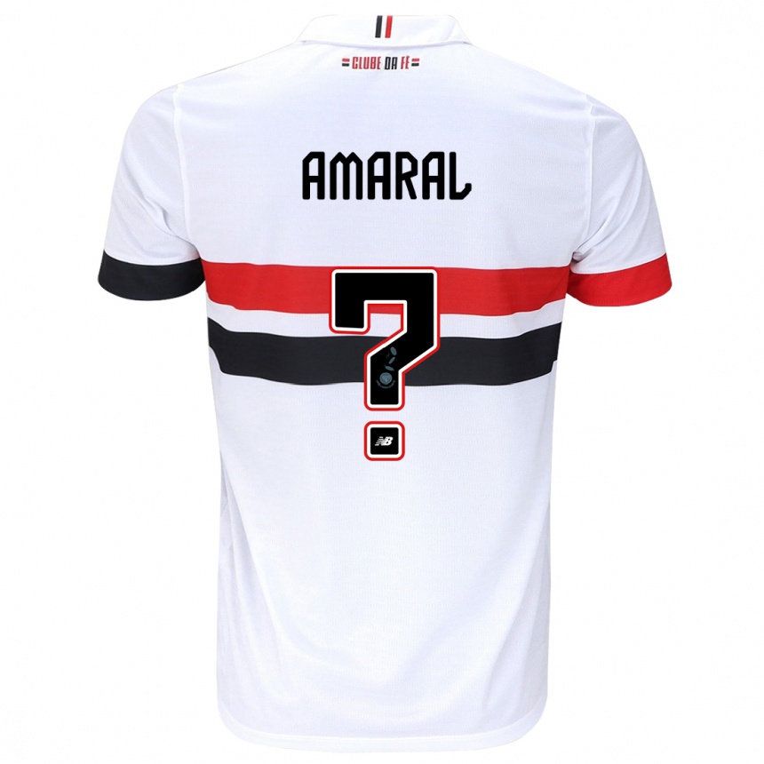 Kinder Fußball Mateus Amaral #0 Weiß Rot Schwarz Heimtrikot Trikot 2024/25 T-Shirt Luxemburg