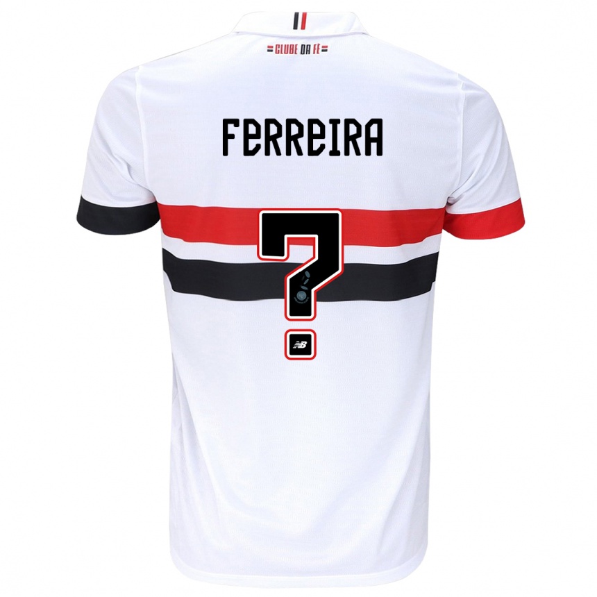 Kinder Fußball Lucas Ferreira #0 Weiß Rot Schwarz Heimtrikot Trikot 2024/25 T-Shirt Luxemburg