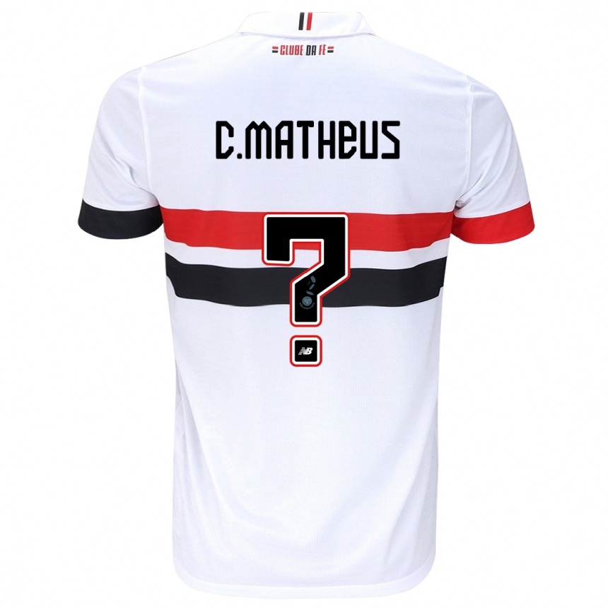 Kinder Fußball Caio Matheus #0 Weiß Rot Schwarz Heimtrikot Trikot 2024/25 T-Shirt Luxemburg