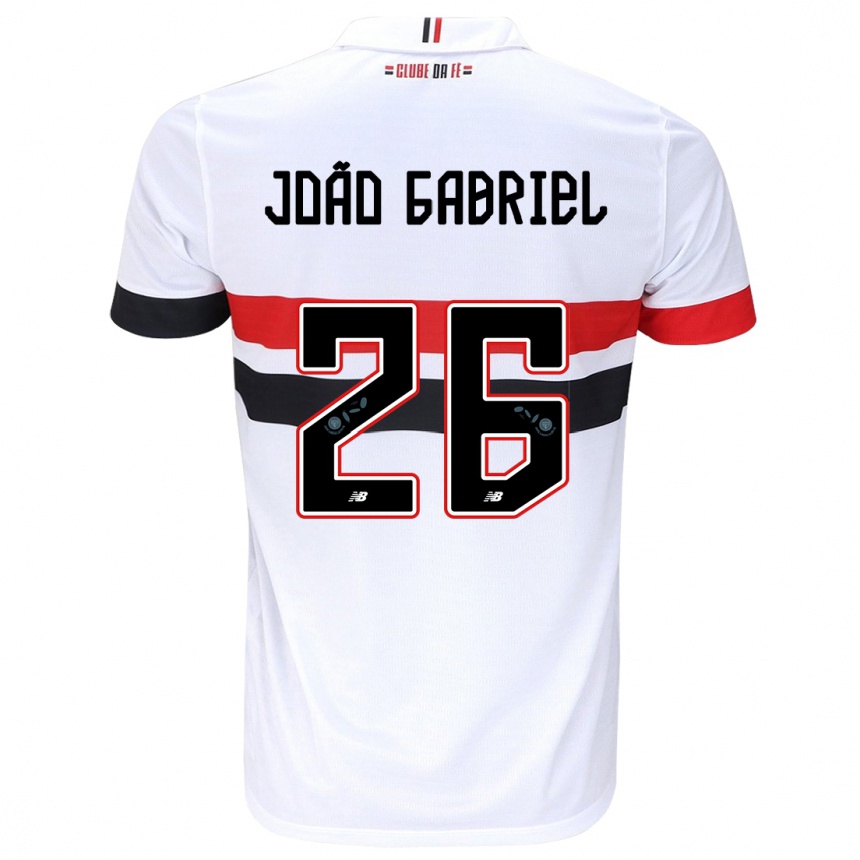 Kinder Fußball João Gabriel #26 Weiß Rot Schwarz Heimtrikot Trikot 2024/25 T-Shirt Luxemburg