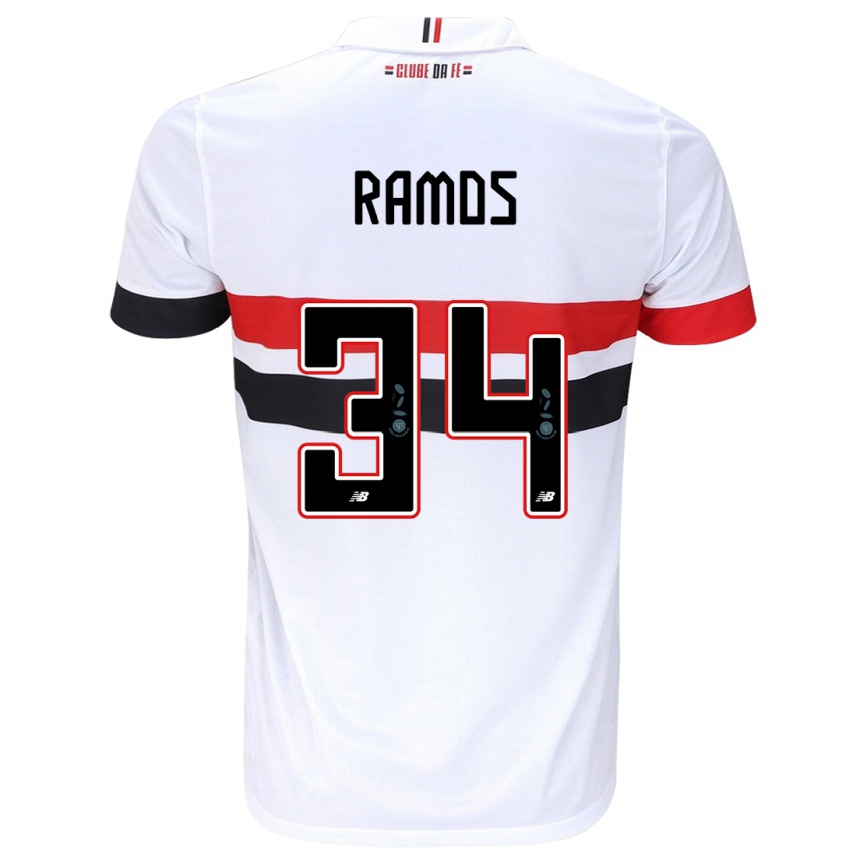 Kinder Fußball Raí Ramos #34 Weiß Rot Schwarz Heimtrikot Trikot 2024/25 T-Shirt Luxemburg