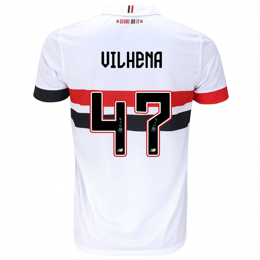 Kinder Fußball Pedro Vilhena #47 Weiß Rot Schwarz Heimtrikot Trikot 2024/25 T-Shirt Luxemburg