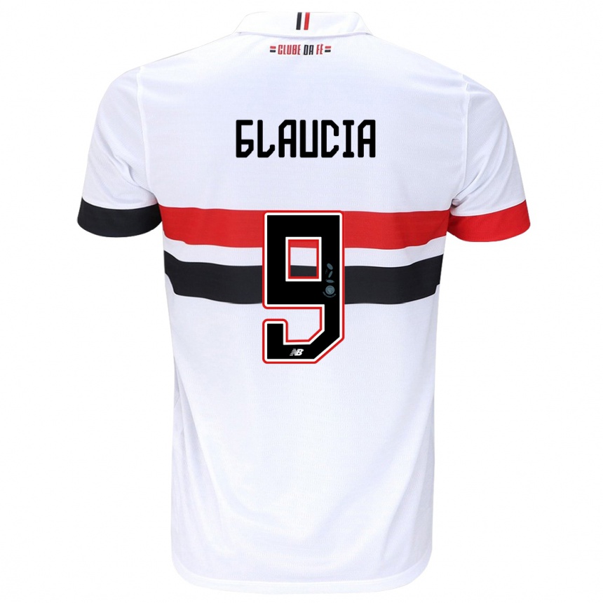 Kinder Fußball Glaucia #9 Weiß Rot Schwarz Heimtrikot Trikot 2024/25 T-Shirt Luxemburg