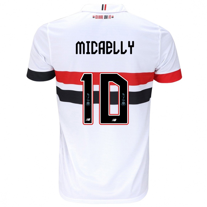 Kinder Fußball Micaelly #10 Weiß Rot Schwarz Heimtrikot Trikot 2024/25 T-Shirt Luxemburg