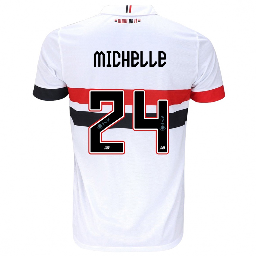 Kinder Fußball Michelle #24 Weiß Rot Schwarz Heimtrikot Trikot 2024/25 T-Shirt Luxemburg