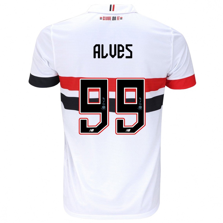 Kinder Fußball Letícia Alves #99 Weiß Rot Schwarz Heimtrikot Trikot 2024/25 T-Shirt Luxemburg