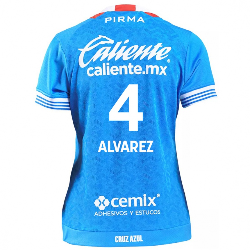 Kinder Fußball Gabriela Alvarez #4 Himmelblau Heimtrikot Trikot 2024/25 T-Shirt Luxemburg