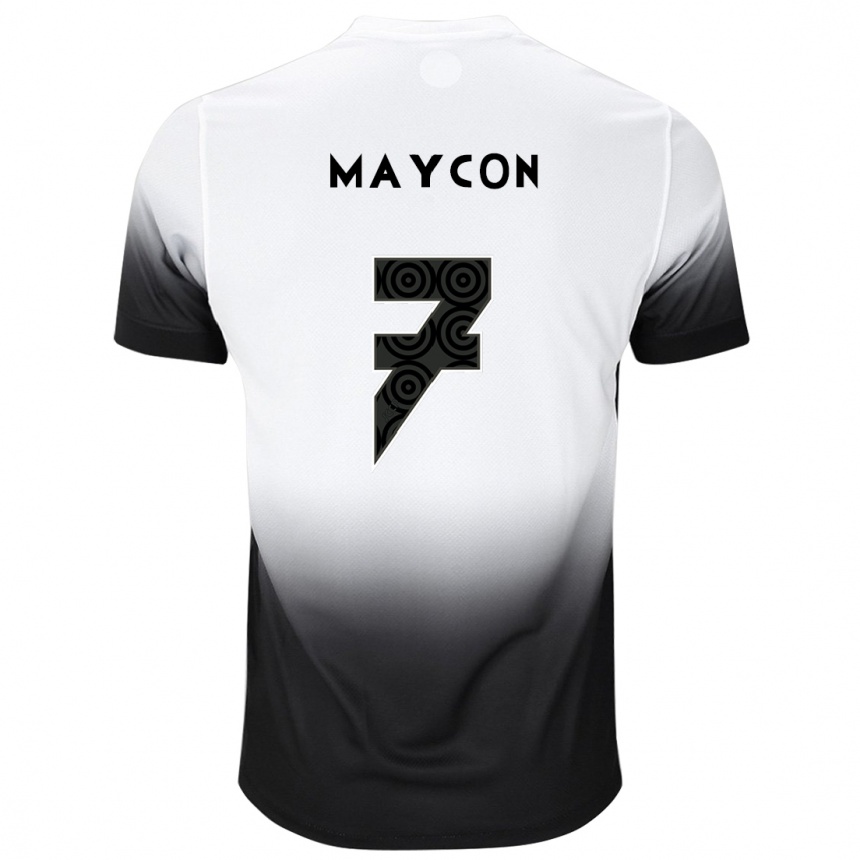 Kinder Fußball Maycon #7 Weiß Schwarz Heimtrikot Trikot 2024/25 T-Shirt Luxemburg