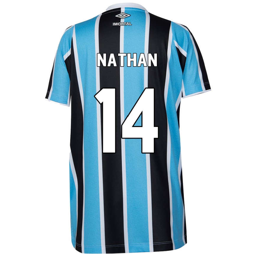 Kinder Fußball Nathan #14 Blau Schwarz Weiß Heimtrikot Trikot 2024/25 T-Shirt Luxemburg