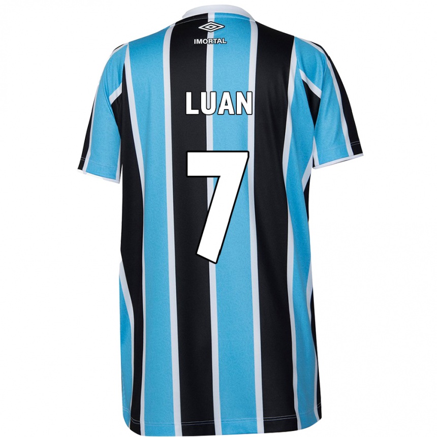 Kinder Fußball Luan #7 Blau Schwarz Weiß Heimtrikot Trikot 2024/25 T-Shirt Luxemburg