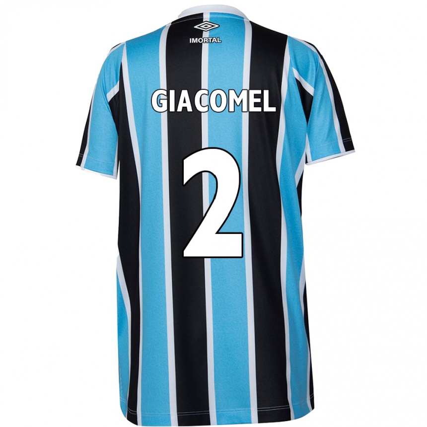 Kinder Fußball Laís Giacomel #2 Blau Schwarz Weiß Heimtrikot Trikot 2024/25 T-Shirt Luxemburg