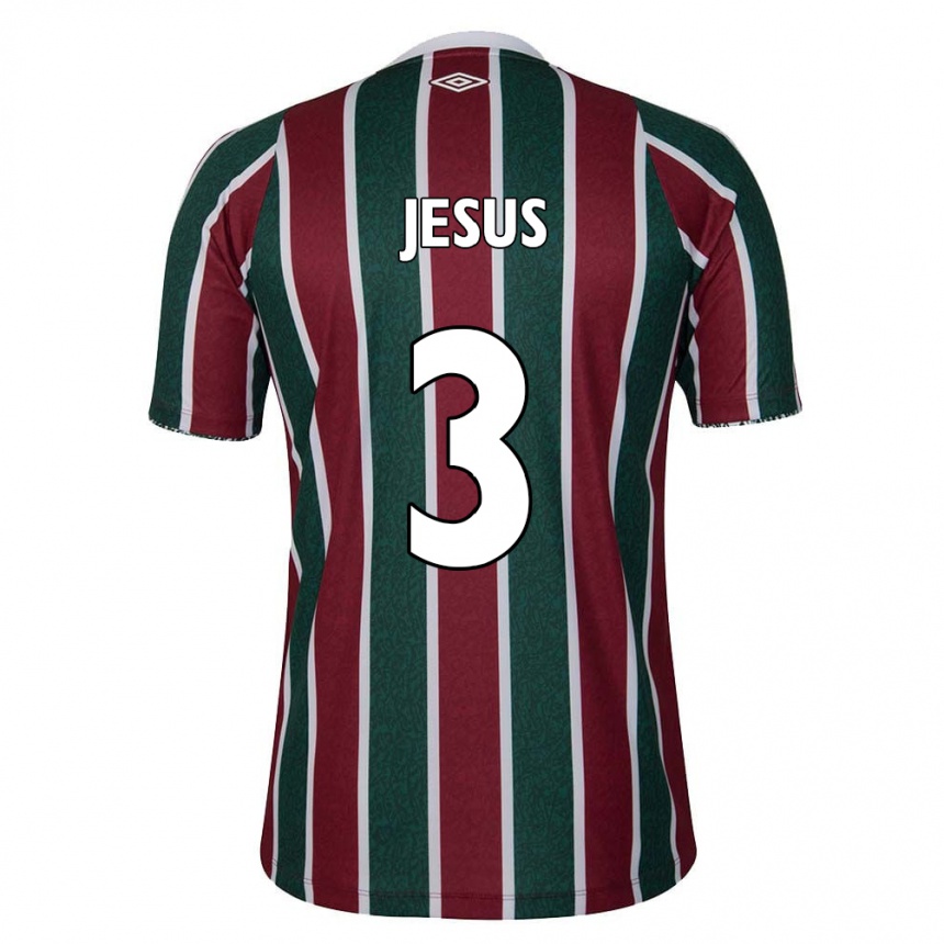 Kinder Fußball Alexandre Jesus #3 Grün Kastanienbraun Weiß Heimtrikot Trikot 2024/25 T-Shirt Luxemburg