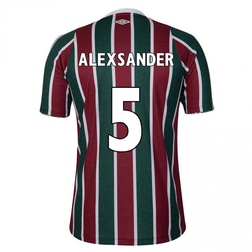 Kinder Fußball Alexsander #5 Grün Kastanienbraun Weiß Heimtrikot Trikot 2024/25 T-Shirt Luxemburg