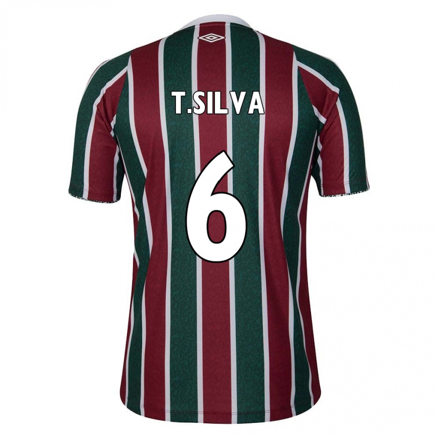 Kinder Fußball Thiago Silva #6 Grün Kastanienbraun Weiß Heimtrikot Trikot 2024/25 T-Shirt Luxemburg