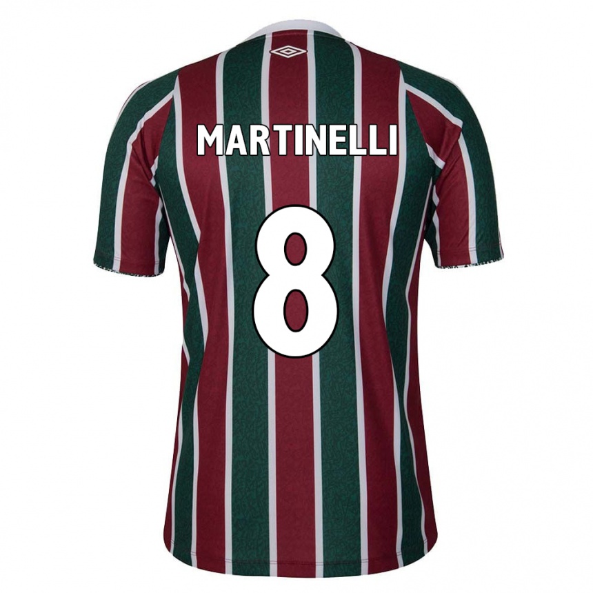 Kinder Fußball Martinelli #8 Grün Kastanienbraun Weiß Heimtrikot Trikot 2024/25 T-Shirt Luxemburg