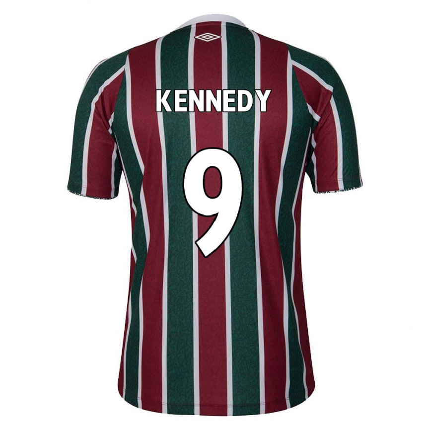 Kinder Fußball John Kennedy #9 Grün Kastanienbraun Weiß Heimtrikot Trikot 2024/25 T-Shirt Luxemburg