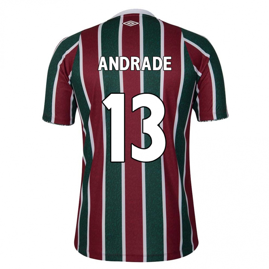 Kinder Fußball Felipe Andrade #13 Grün Kastanienbraun Weiß Heimtrikot Trikot 2024/25 T-Shirt Luxemburg